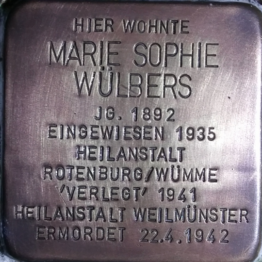Stolperstein en memoria de Sophie Wülbers