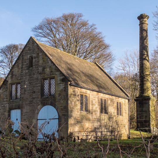 Engine house, saw mill and attached chimney at Hardwick Saw Mill