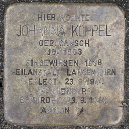 Stolperstein en memoria de Johanna Koppel