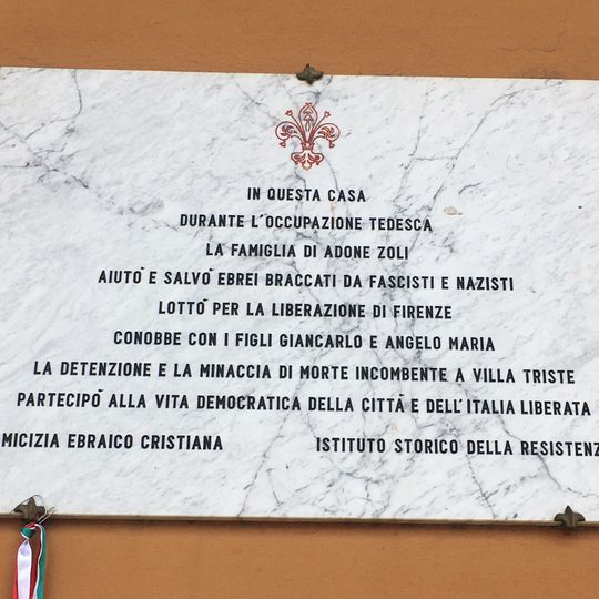 Lapide alla famiglia Zoli