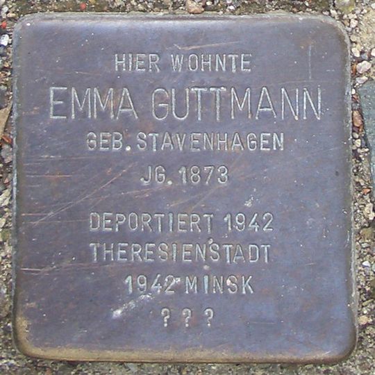 Stolperstein dedicated to Emma Guttmann