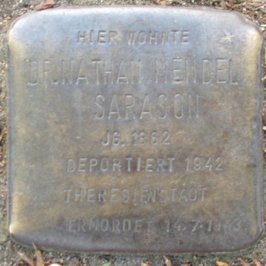 Stolperstein dedicated to Nathan Mendel Sarason