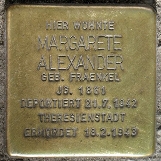 Stolperstein en memoria de Margarete Alexander