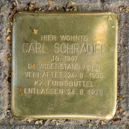 Stolperstein dedicated to Carl Schrader