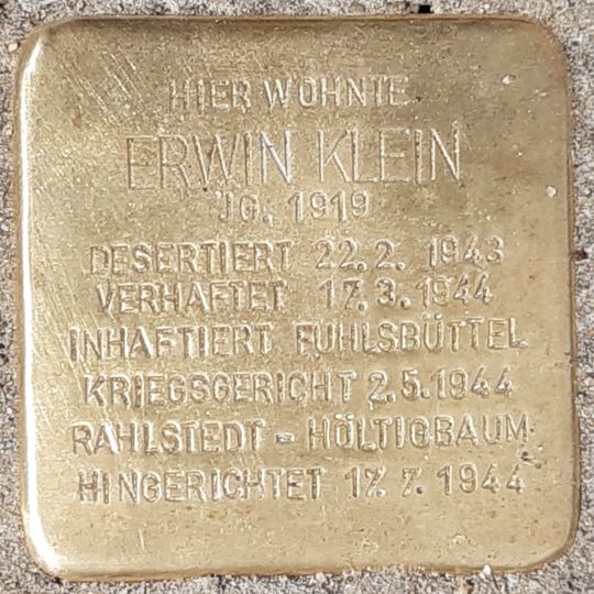 Stolperstein en memoria de Erwin Klein