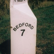 Milepost, Newport Road; at jct for Astwood village and church