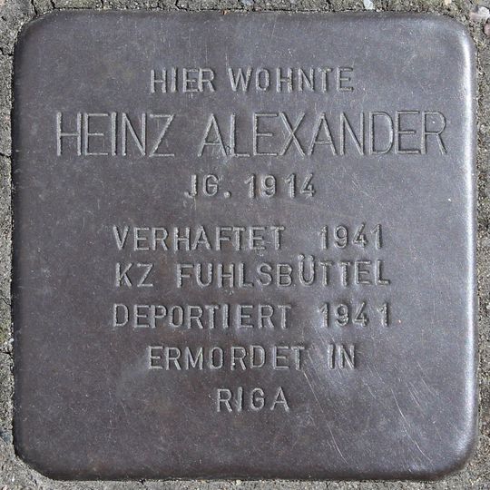 Stolperstein dedicated to Heinz Alexander