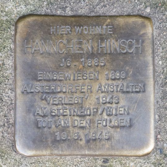 Stolperstein dedicated to Hannchen Hinsch