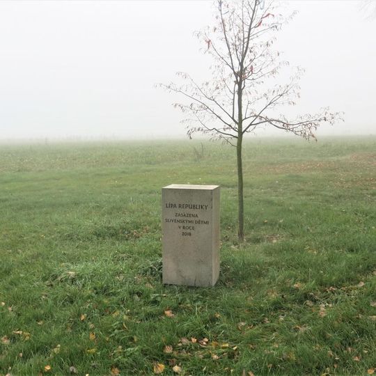 Pomník u lípy Republiky před Sokolským parkem v Dolním Slivně