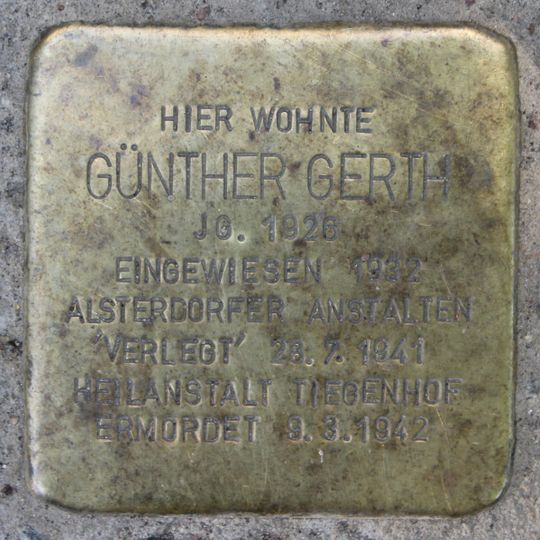 Stolperstein en memoria de Günther Gerth