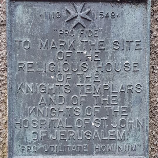Commemorative plaque to a Religious House of the Knights Templar