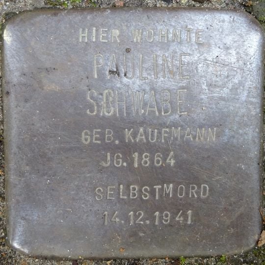 Stolperstein dedicated to Pauline Schwabe