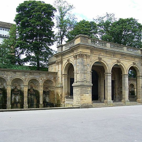 Pavilion In People's Park With Screen Walls And Fountain Pools
