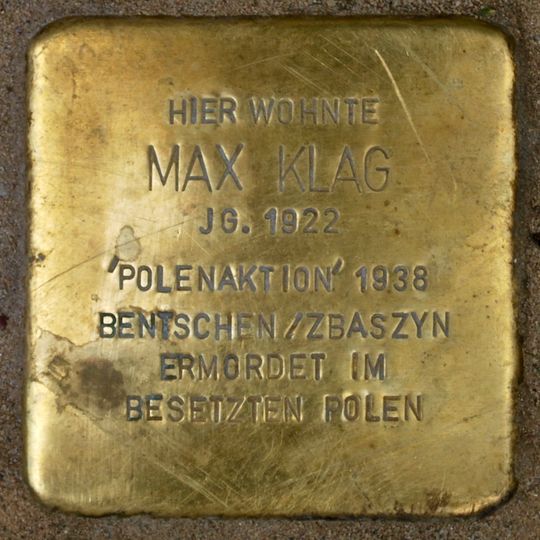 Stolperstein dedicated to Max Klag