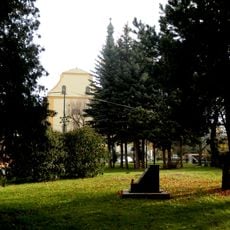 Defunct church with grounds, adjacent cemetery