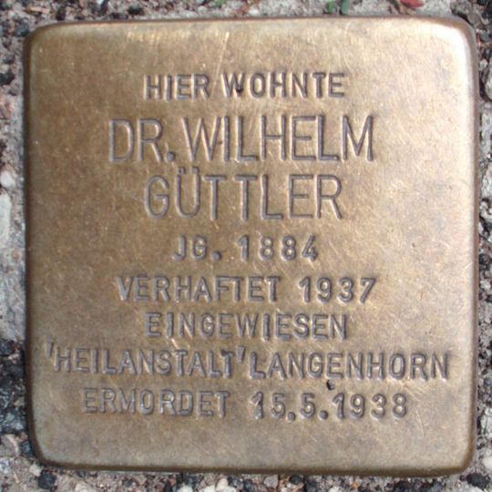 Stolperstein dedicated to Wilhelm Güttler