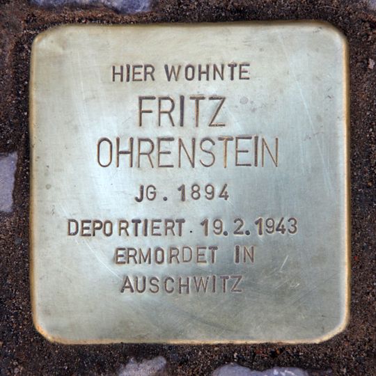 Stolperstein dedicated to Fritz Ohrenstein