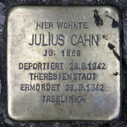 Stolperstein dedicated to Julius Cahn