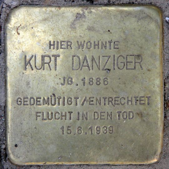 Stolperstein dedicated to Kurt Danziger