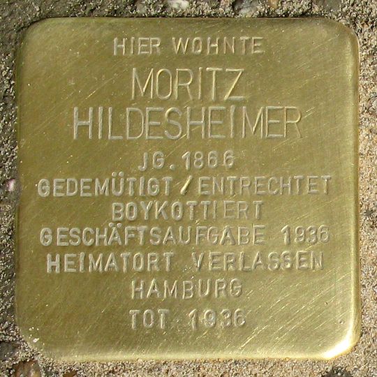 Stolperstein à la mémoire de Moritz Hildesheimer