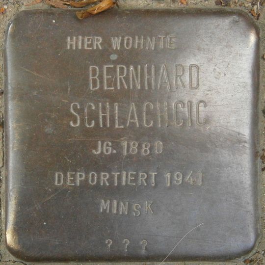 Stolperstein dedicated to Bernhard Schlachcic