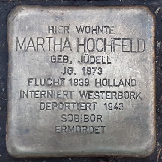 Stolperstein dedicated to Martha Hochfeld